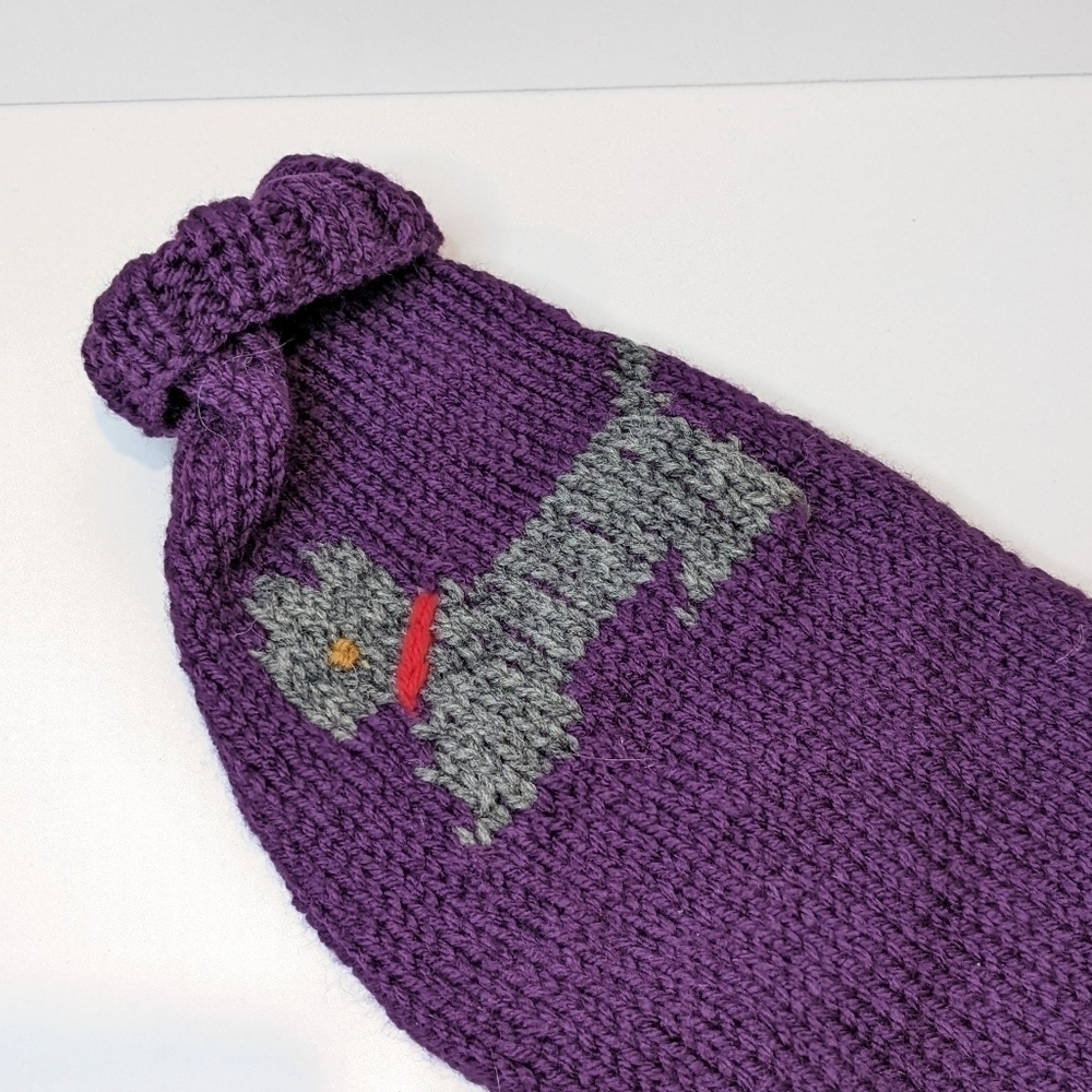 handmade Hand Knit Purple Dog Sweater Medium - Picture 2 of 5